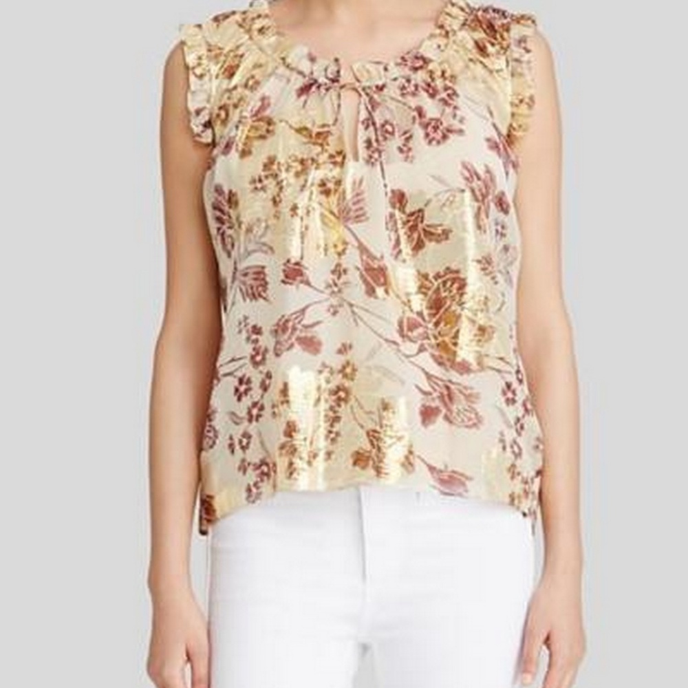 NWT Diane von Furstenberg Floral Silk Blend Blouse, US 8